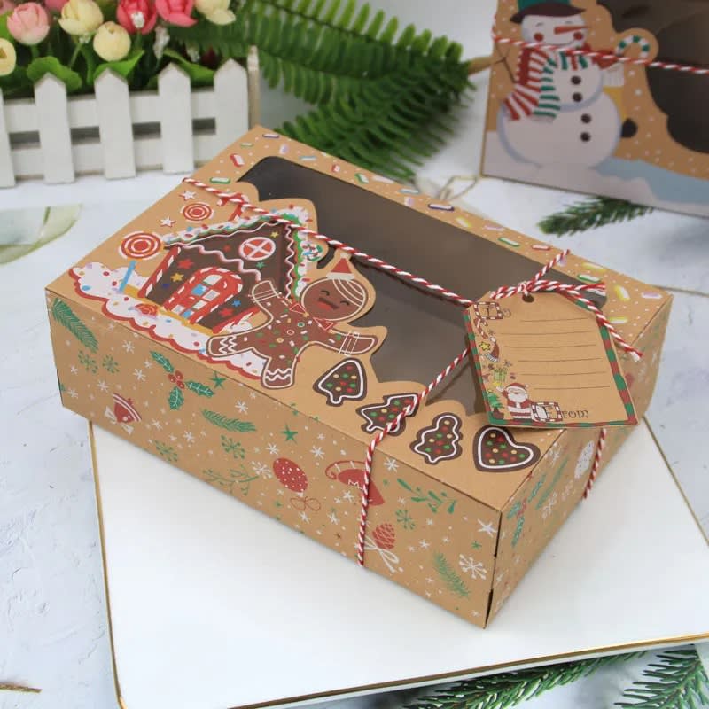 Set Cajas Navidad Kraft Casa Jengibre 4 Unidades2