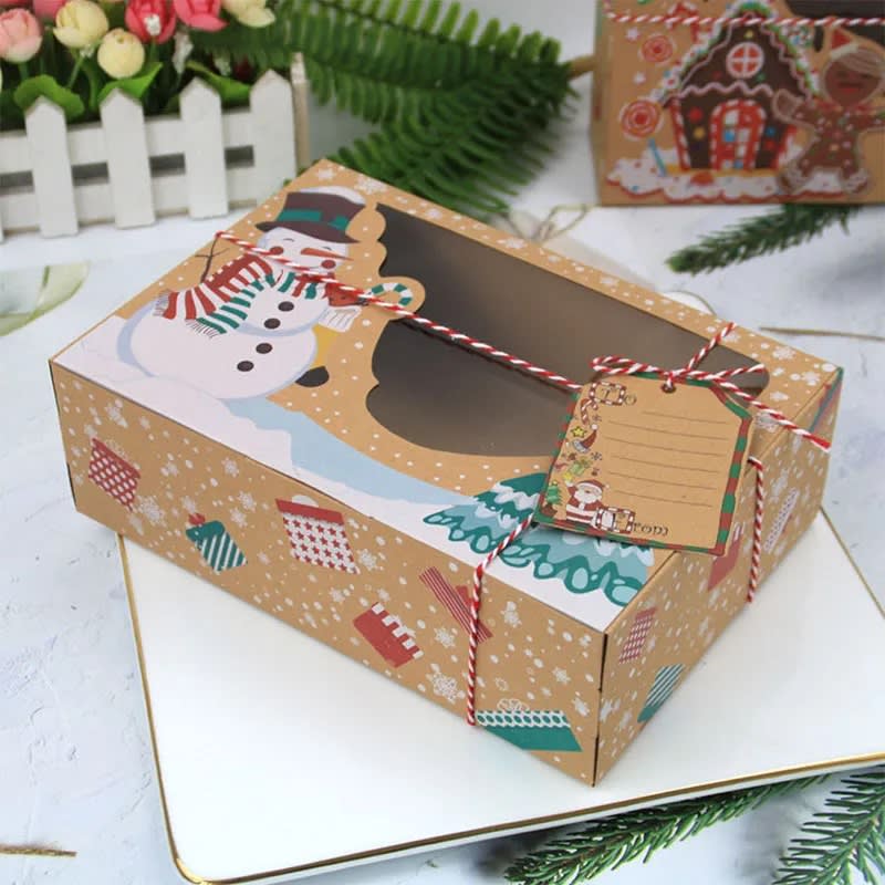 Set Cajas Navidad Kraft Muñeco de nieve 4 Unidades2
