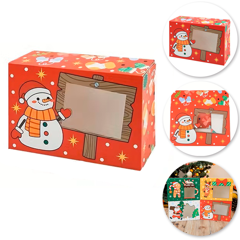 Set Cajas Navidad N°5 Muñeco de Nieve Rojo 4 Unidades 0