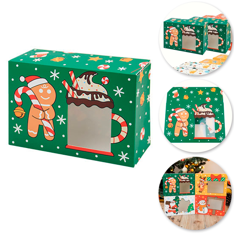 Set Cajas Navidad N°6 Hombre Jengibre Verde 4 Unidades 0