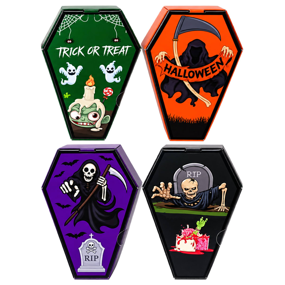 Set Cajas Ataúd Halloween Surtidas 12x9x5 cm. 4 Unidades 0
