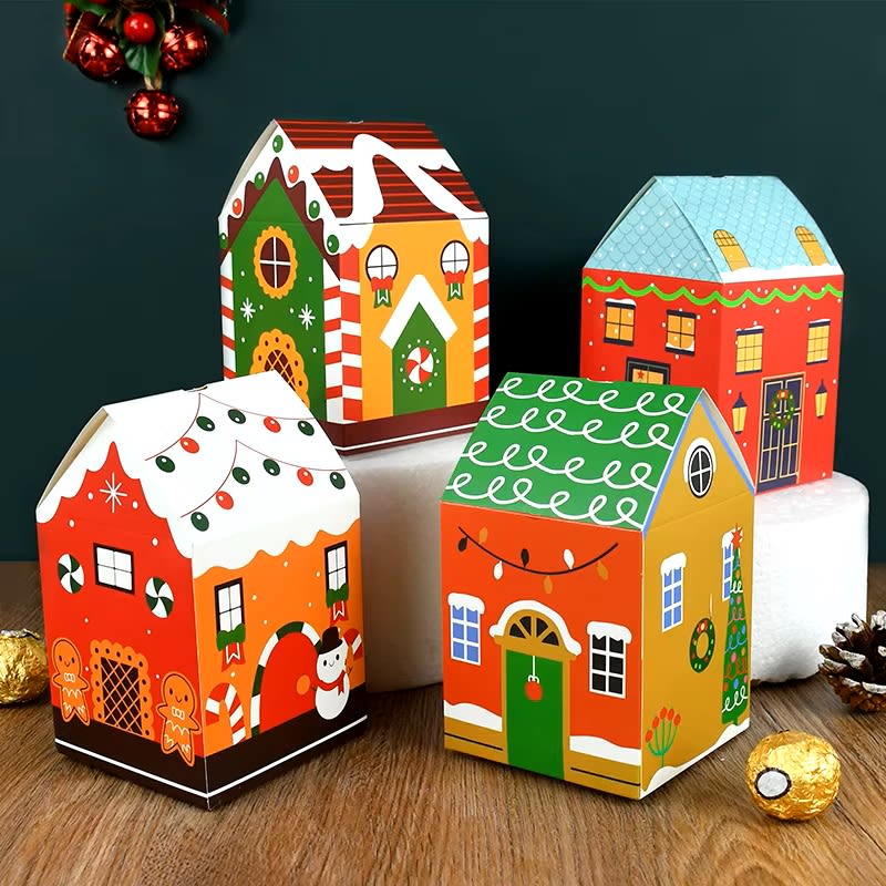 Set Cajas Casa Navidad N°6 14x8,5x8,5 cm. 4 Unidades4