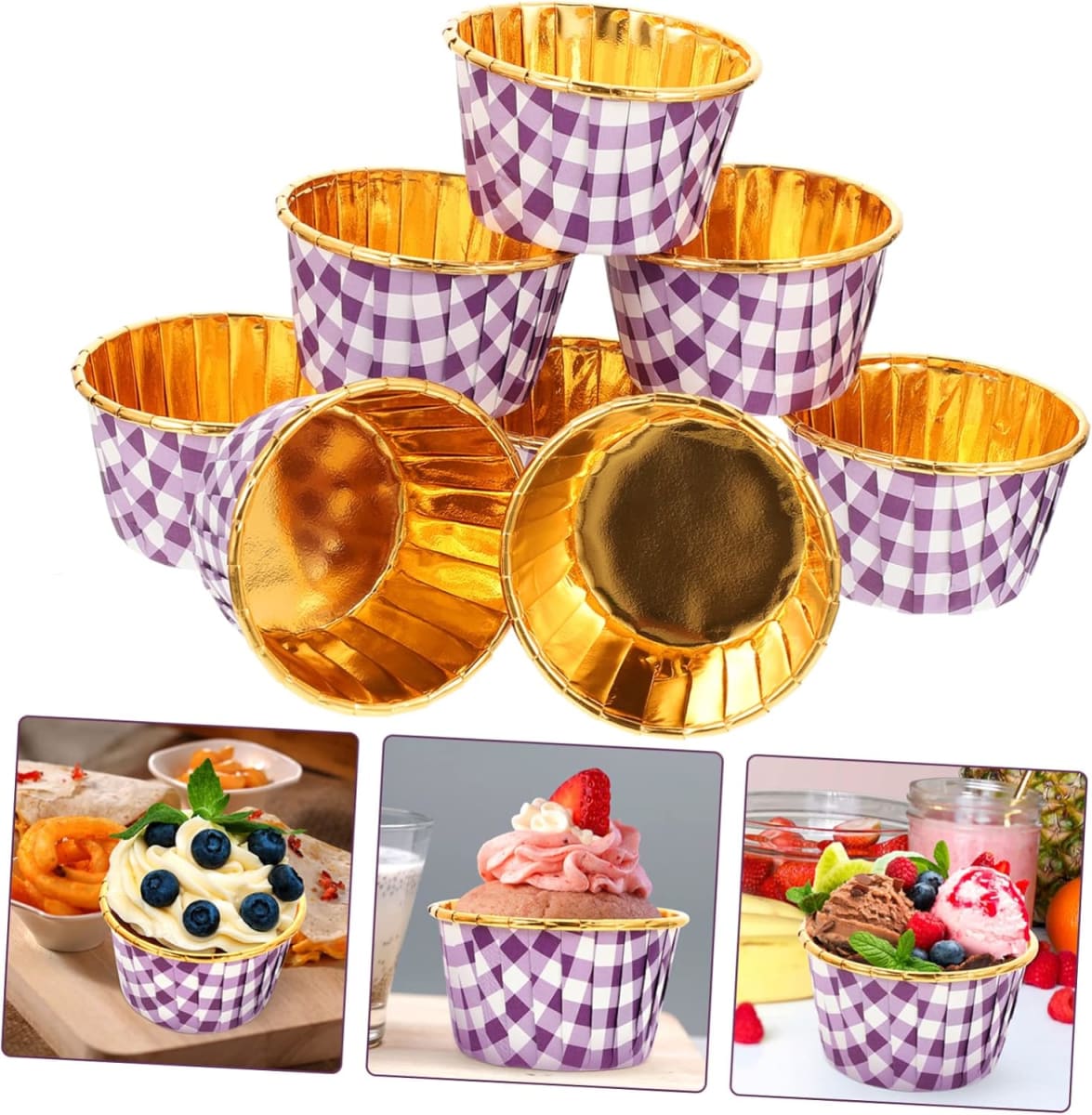 Capsulas Plegadas Cupcake Cuadrille Morado 20 Unidades4