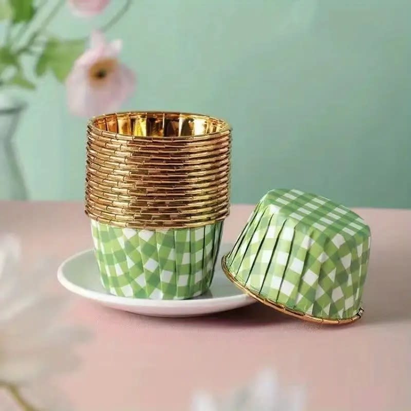 Capsulas Plegadas Cupcake Cuadrille Verde 20 Unidades4
