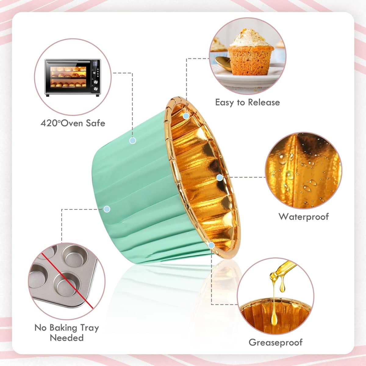 Capsulas Plegadas Cupcake Menta 20 Unidades3