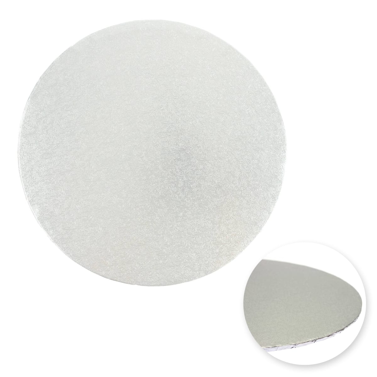 Bandeja Cartón Borde Tapado Plateada Redonda 25 cm. 0