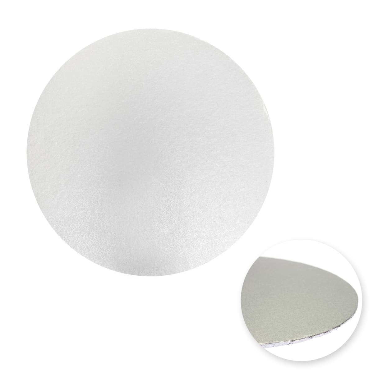 Bandeja Cartón Borde Tapado Plateada Redonda 20 cm. 0