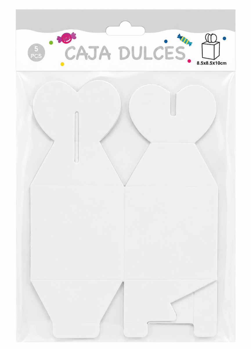 Set Cajas Cartulina Blanca Corazón 8.5x8.5x10 cm. - 6 Unidades3