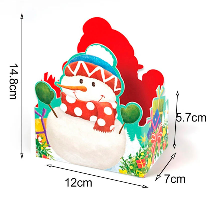 Set Bolsas con Base Cartulina Muñeco de Nieve 12x7x30 cm. - 10 Unidades8