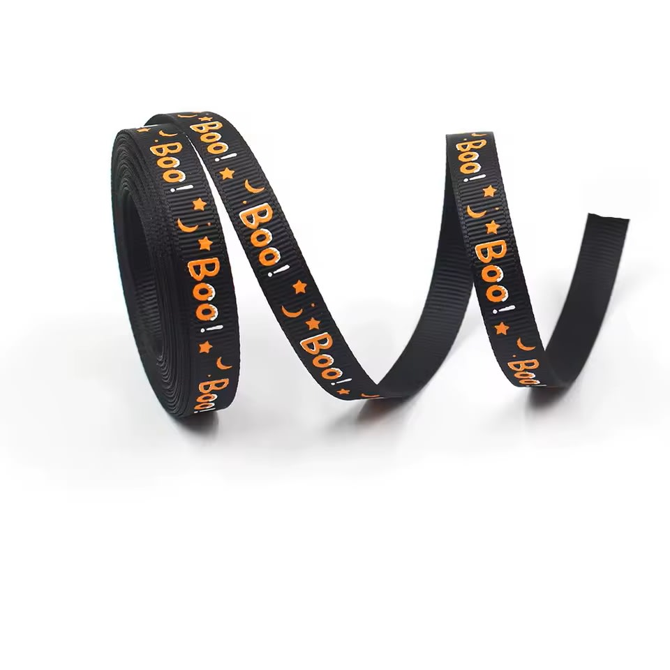 Cinta de Tela para Lazo Halloween Boo Negro 5 Metros 0