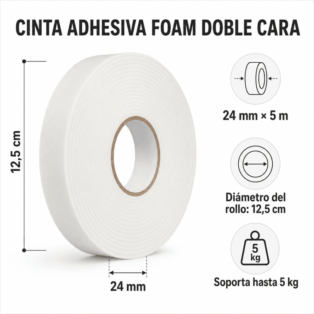 Cinta Adhesiva Foam Doble Cara 24 mm. x 5 mts.6