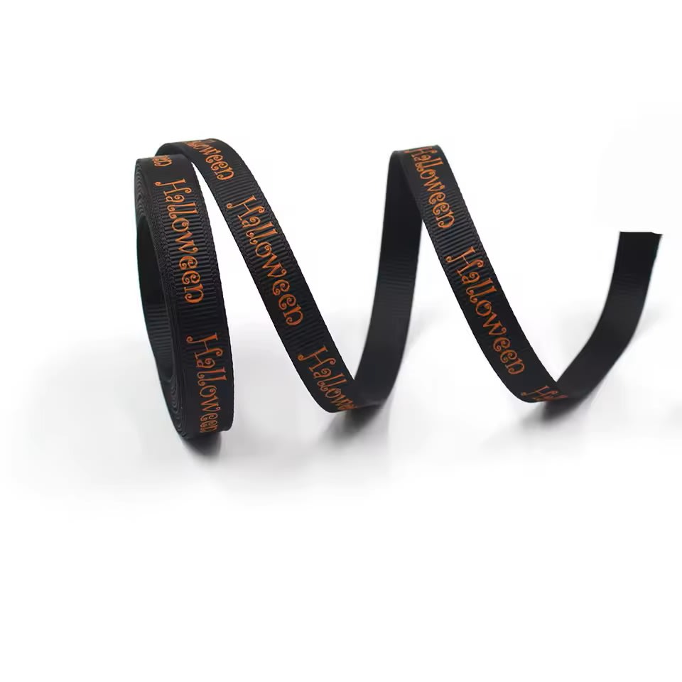 Cinta de Tela para Lazo Halloween Negro-Naranjo 5 Metros 0