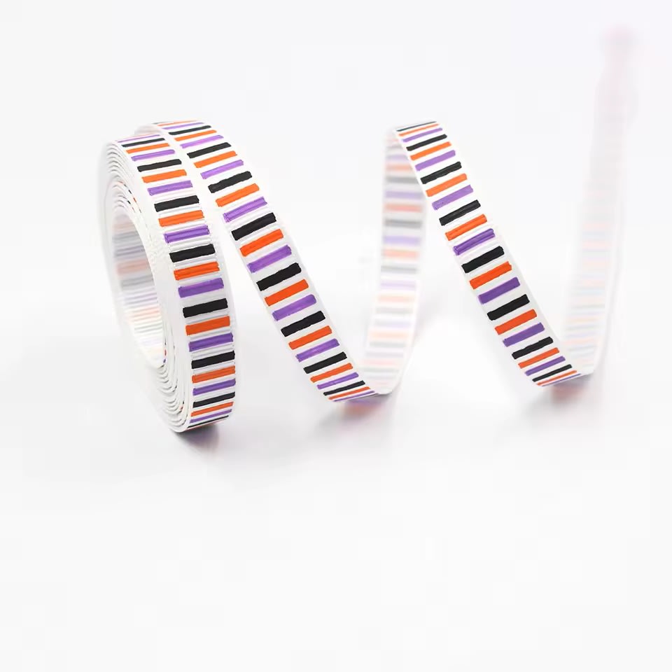 Cinta de Tela para Lazo Lineas Negro-Morado-Naranjo 5 Metros 0