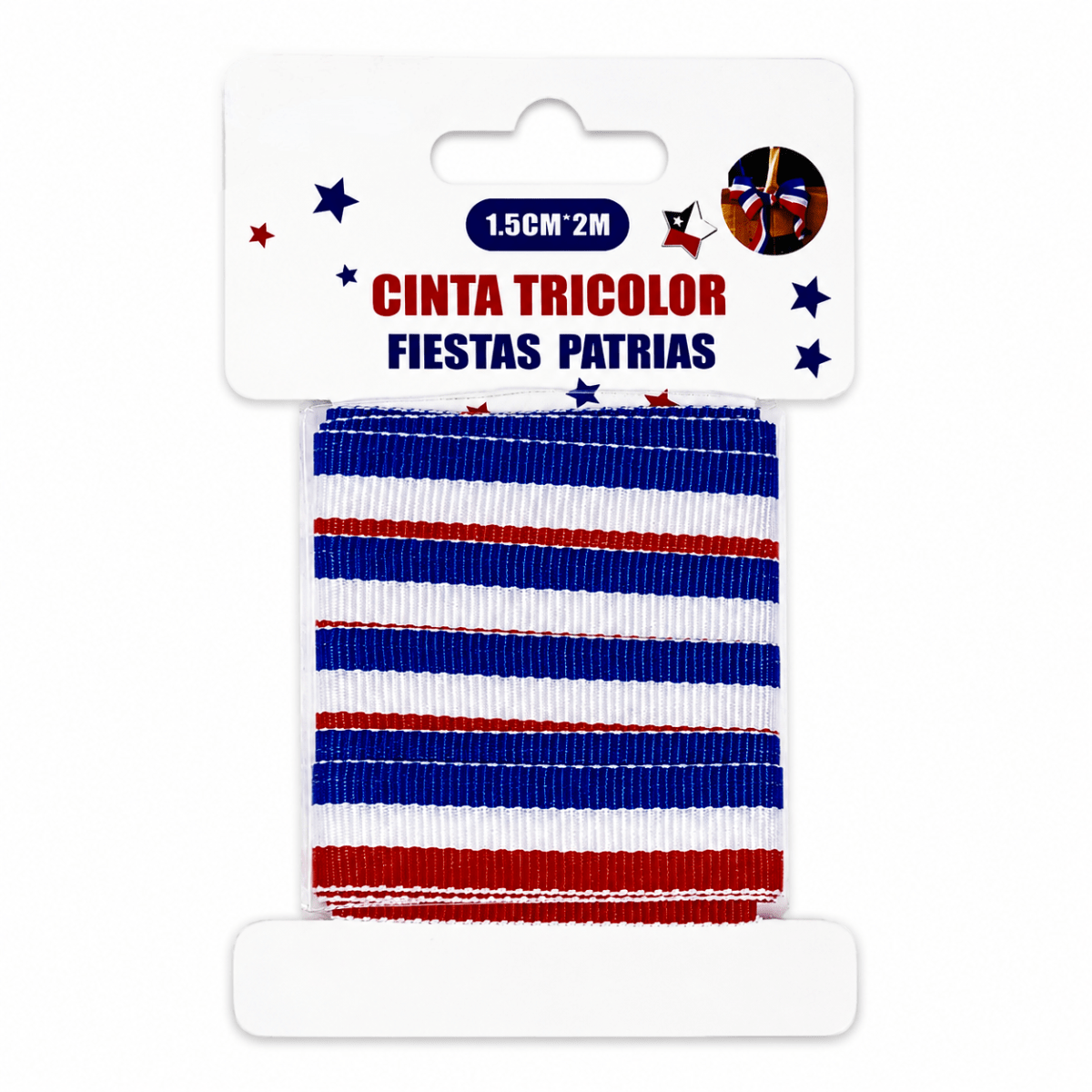 Cinta Tela Lazo Tricolor 1,5 cm. x 2 mts.2