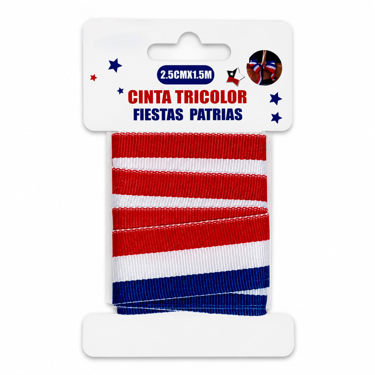 Cinta Tela Lazo Tricolor 2,5 cm. x 1,5 mts.2