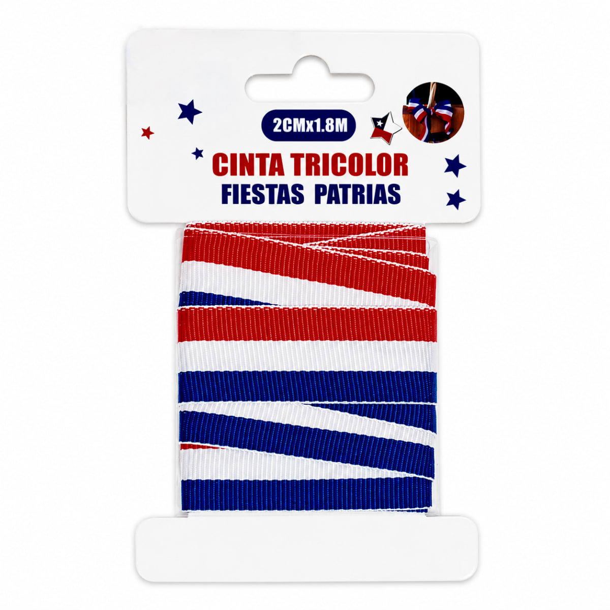 Cinta Tela Lazo Tricolor 2 cm. x 1,8 mts.2
