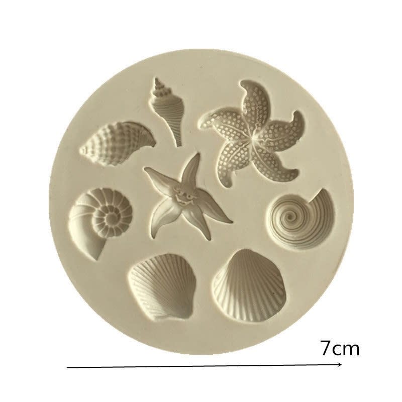 Molde Fondant Estrellas y Conchitas Silicona1