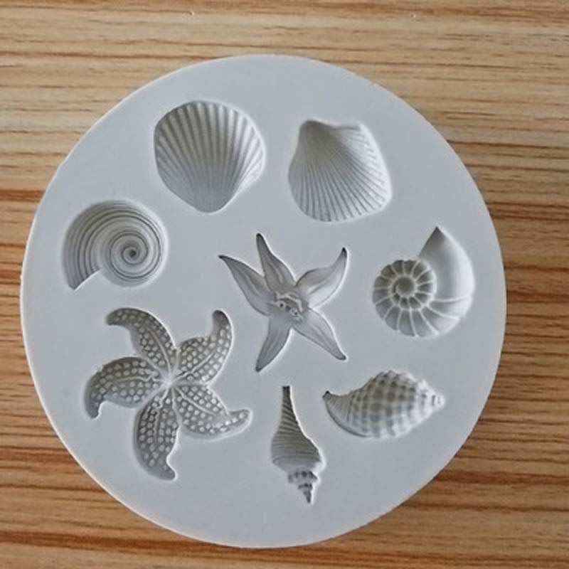 Molde Fondant Estrellas y Conchitas Silicona2