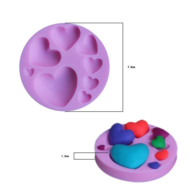 Molde Fondant Corazones Redondo Silicona2