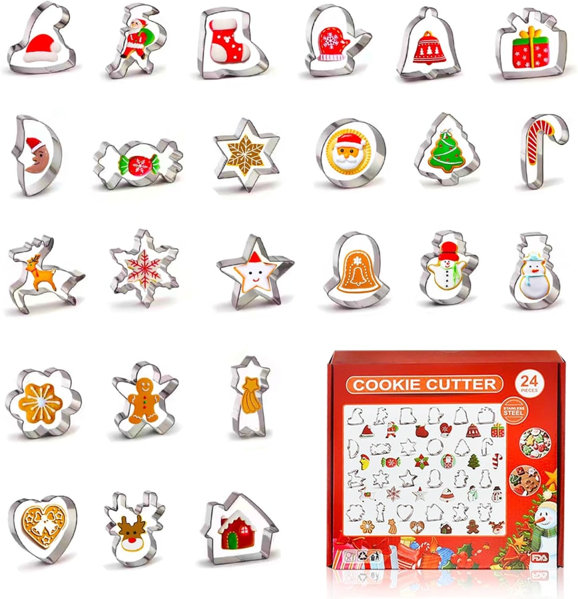 Set Cortadores Calendario de Adviento 24 Piezas Metálico 0