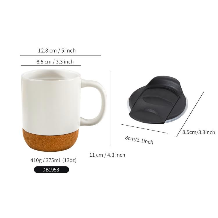Taza Mug Base Corcho Y Tapa para Sublimar 380ml 13oz Blanco7