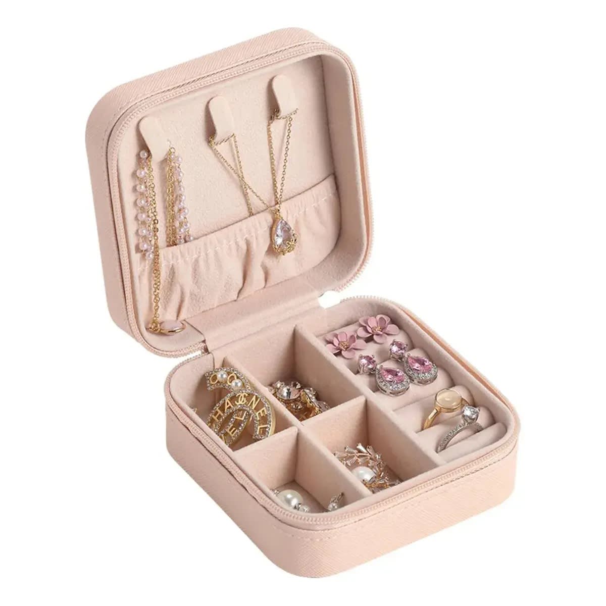 Joyero Organizador De Joyas Portátil Mini Para Viajes Rosa 10x10x5 cm.1