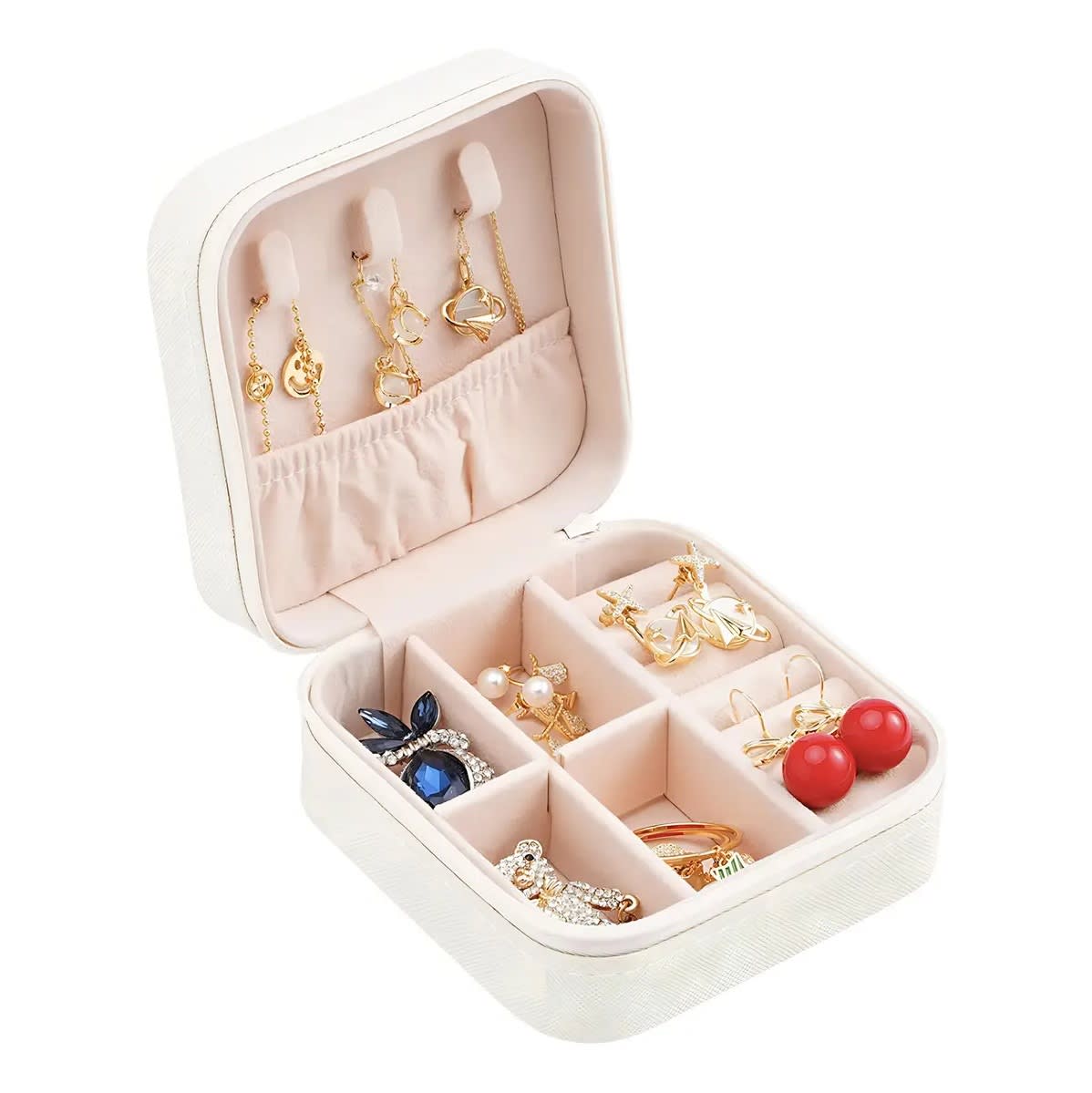 Joyero Organizador Joyas Mini Para Viajes Blanco 10x10x5 cm.1