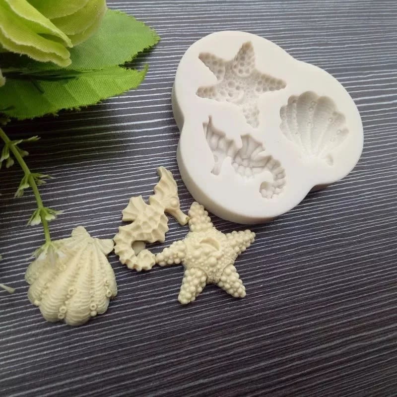 Molde Fondant Caballito de Mar, Conchita y Estrella Silicona3