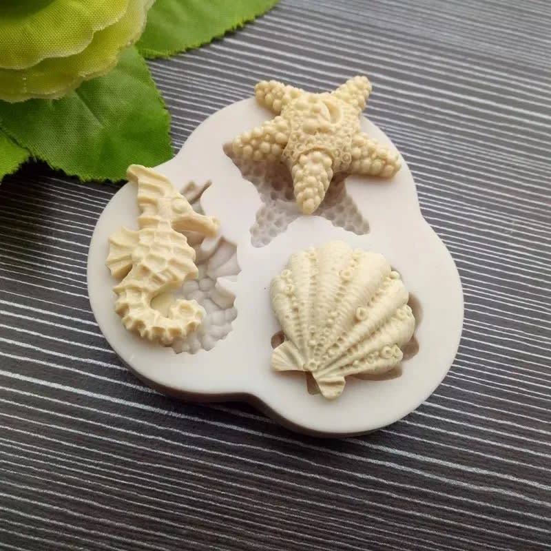 Molde Fondant Caballito de Mar, Conchita y Estrella Silicona4