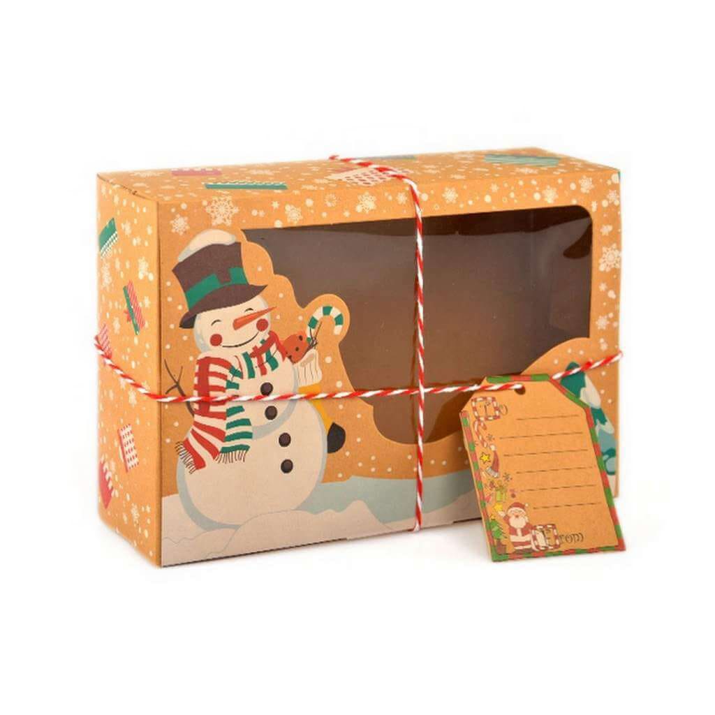 Set Cajas Navidad Kraft Muñeco de nieve 4 Unidades 3