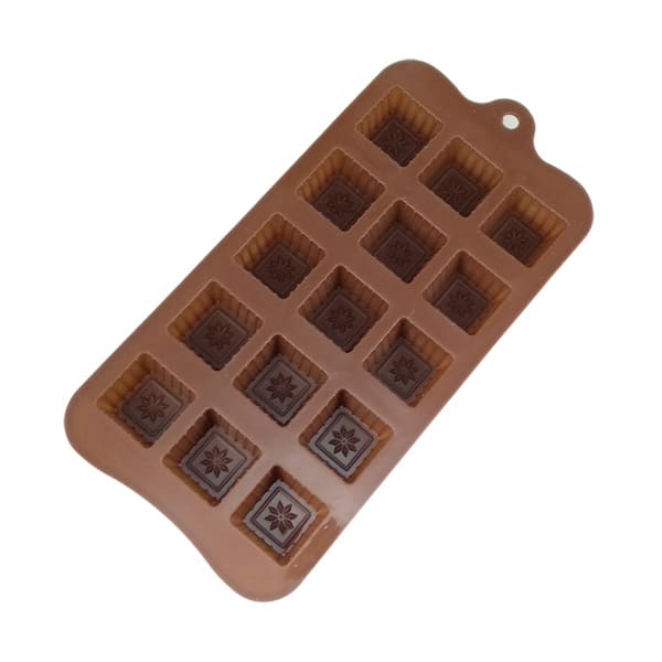 Molde Bombón Cuadrado con Flor Silicona 0