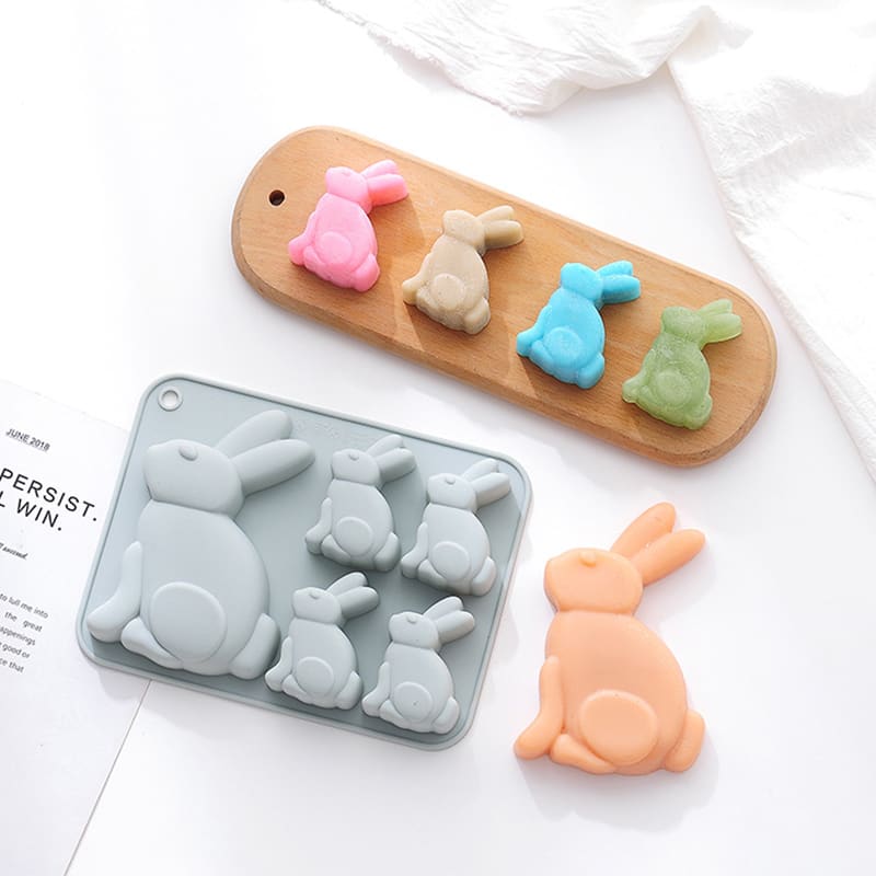 Molde Silicona 5 Conejos Sentados2
