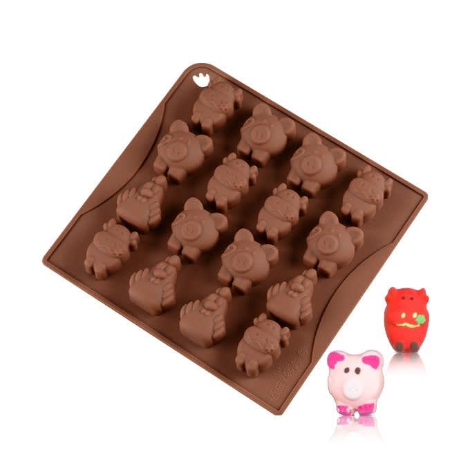 Molde Chocolate Cerdo, Vaca y Gallina Silicona 0