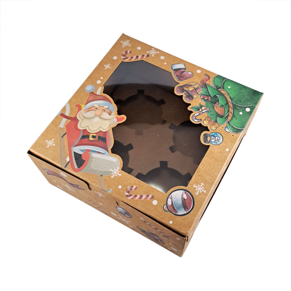 Set Cajas Navidad 4 Cupcakes Kraft 4 Unidades4