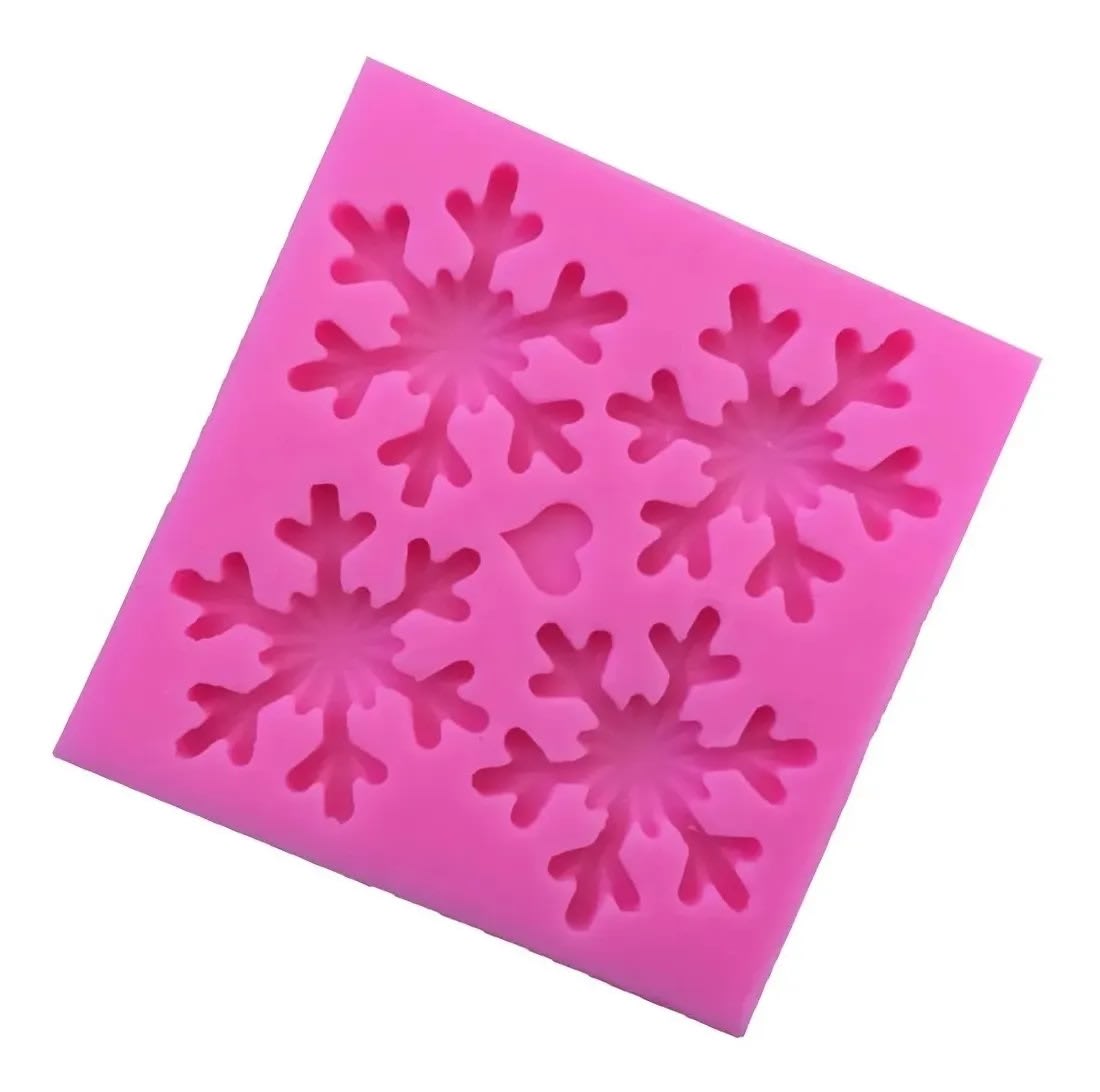 Molde Fondant 4 Copos de Nieve Silicona 0