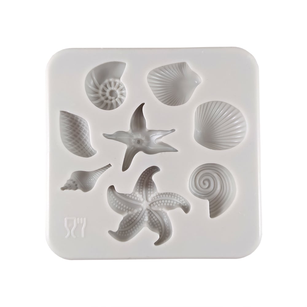Molde Fondant Conchitas y Estrellas Cuadrado Silicona 0