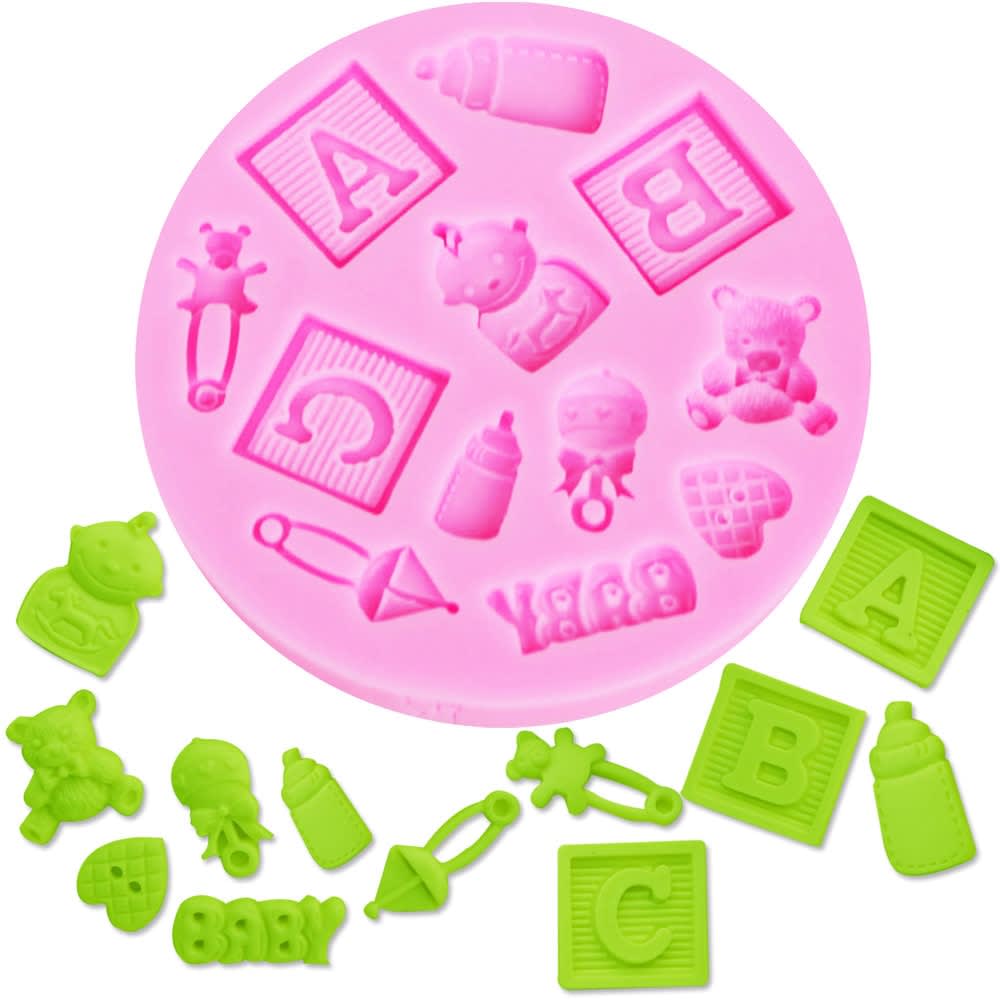 Molde Fondant Baby Shower Bloques Silicona 2