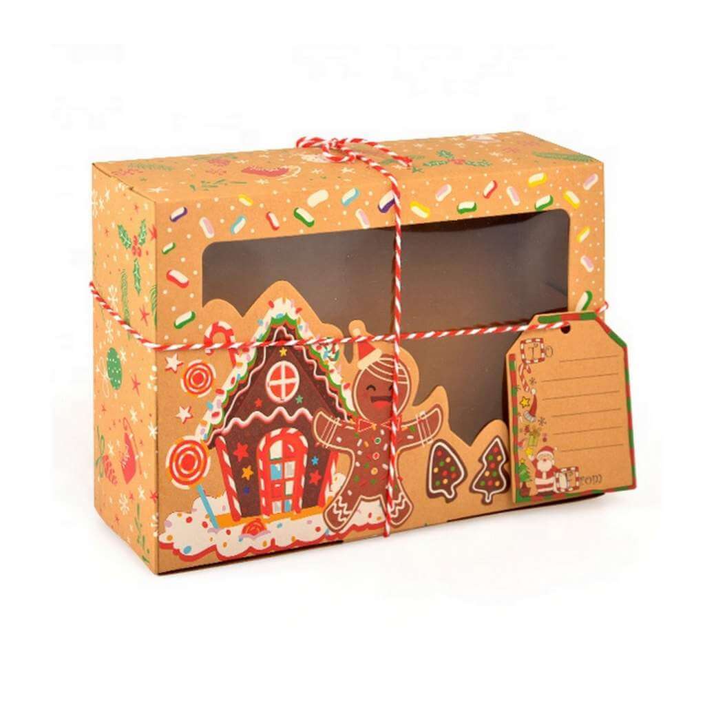 Set Cajas Navidad Kraft Casa Jengibre 4 Unidades 3
