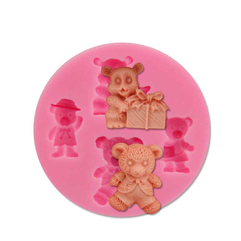 Molde Fondant 4 Osos Silicona 0