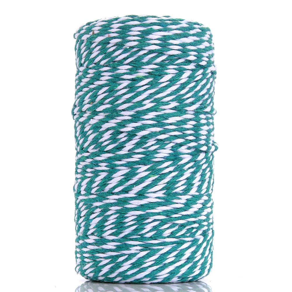 Cordón de Algodón Turquesa-Blanco 100 mts. 1