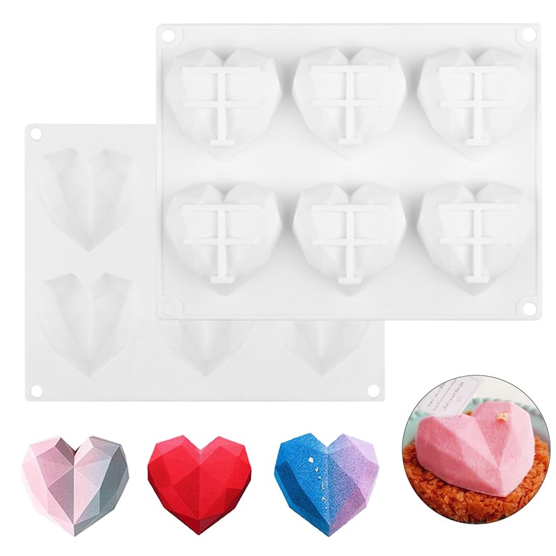 Molde Silicona Corazón Diamante 6 Cavidades 0