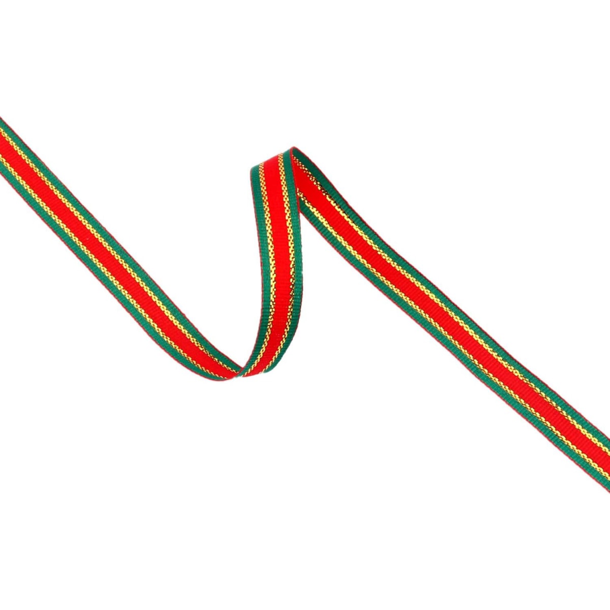 Cinta de Tela para Lazo Rojo-Verde-Dorado 5 mts. 3