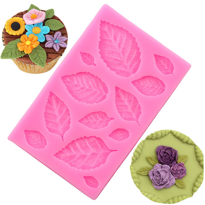 Molde Fondant Hojas de Rosa Silicona 0
