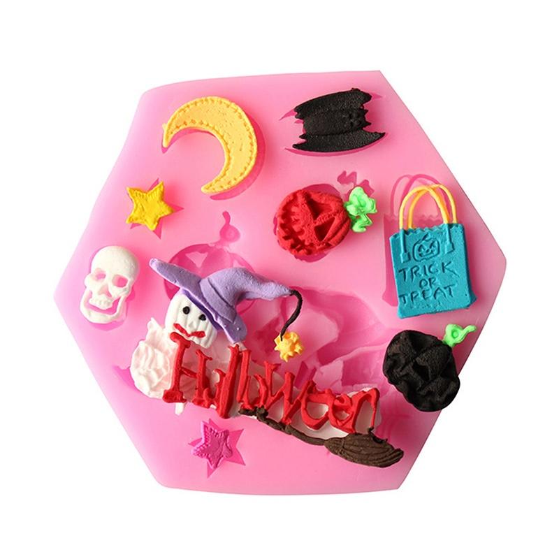 Molde Fondant Halloween Hexágono Silicona 0
