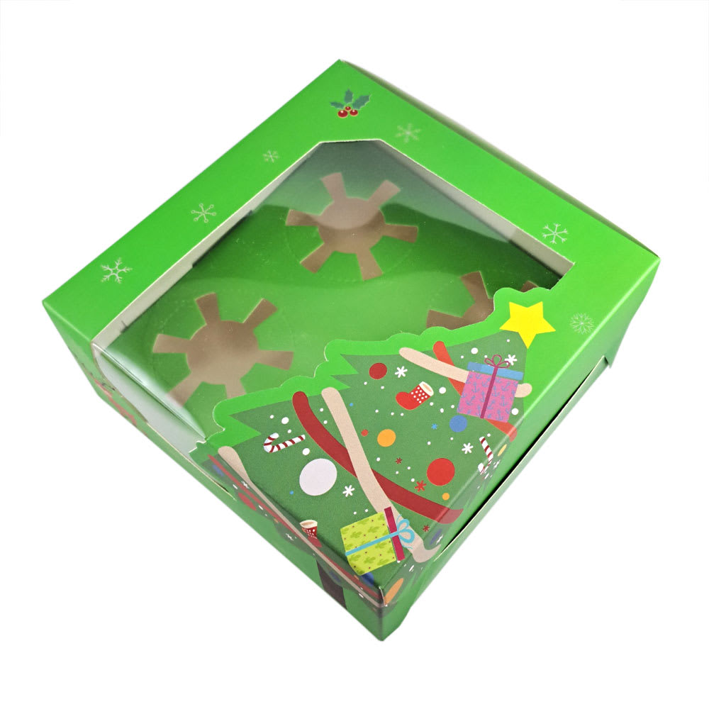 Set Cajas Navidad 4 Cupcakes Verde 4 Unidades 5