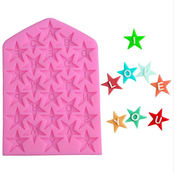Molde Fondant Alfabeto Estrellas Silicona 0