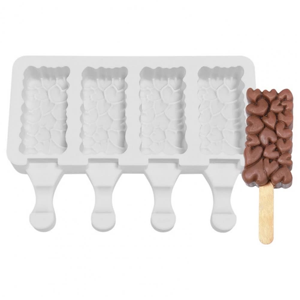 Molde Silicona Cakesicles Diseño Corazones 4 Cavidades 0