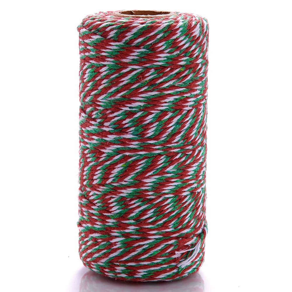 Cordón de Algodón Verde-Rojo-Blanco 100 mts. 2