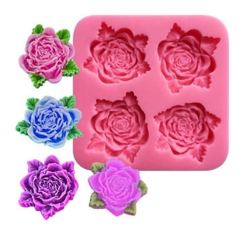 Molde Fondant 4 Rosas Silicona 0