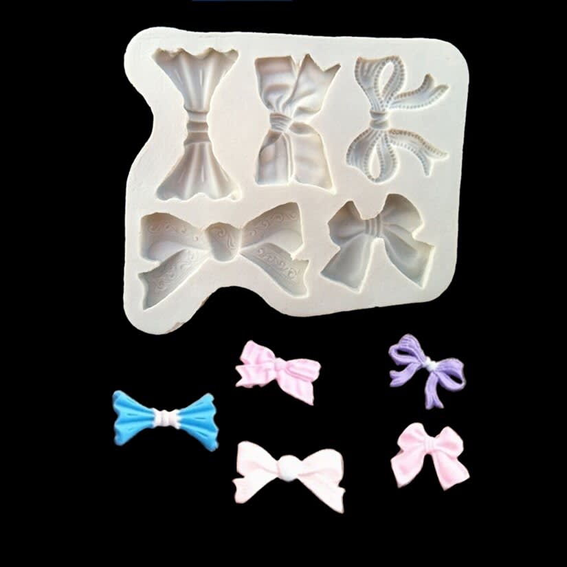 Molde Fondant 5 Moños Silicona 0